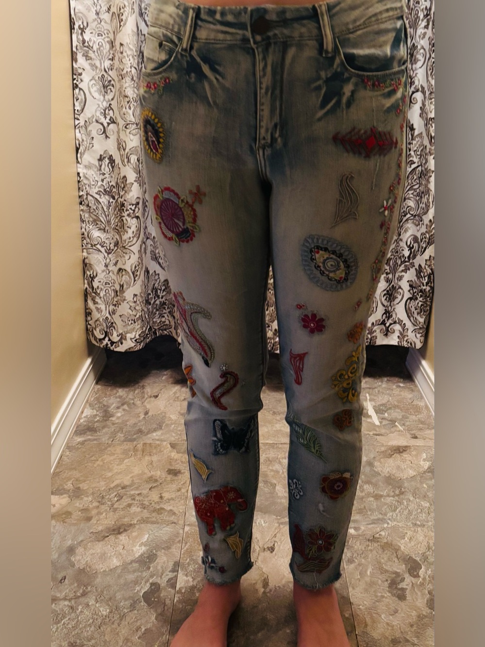 Ban Jara Light Blue Jeans with Colorful Embroidery